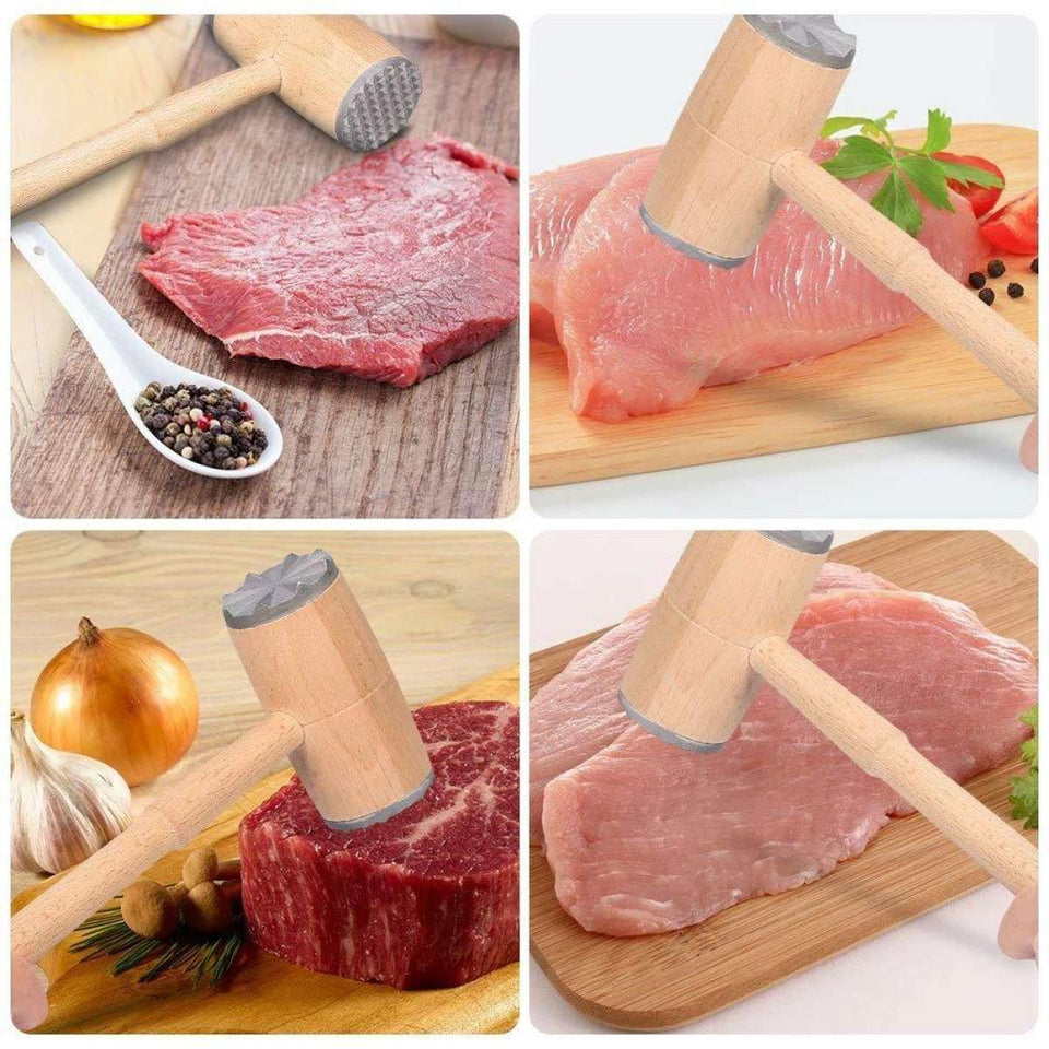 MEAT TENDERIZER HAMMER WOODEN