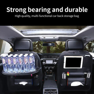 Car Back Seat Organizer Storage Bag With Tray